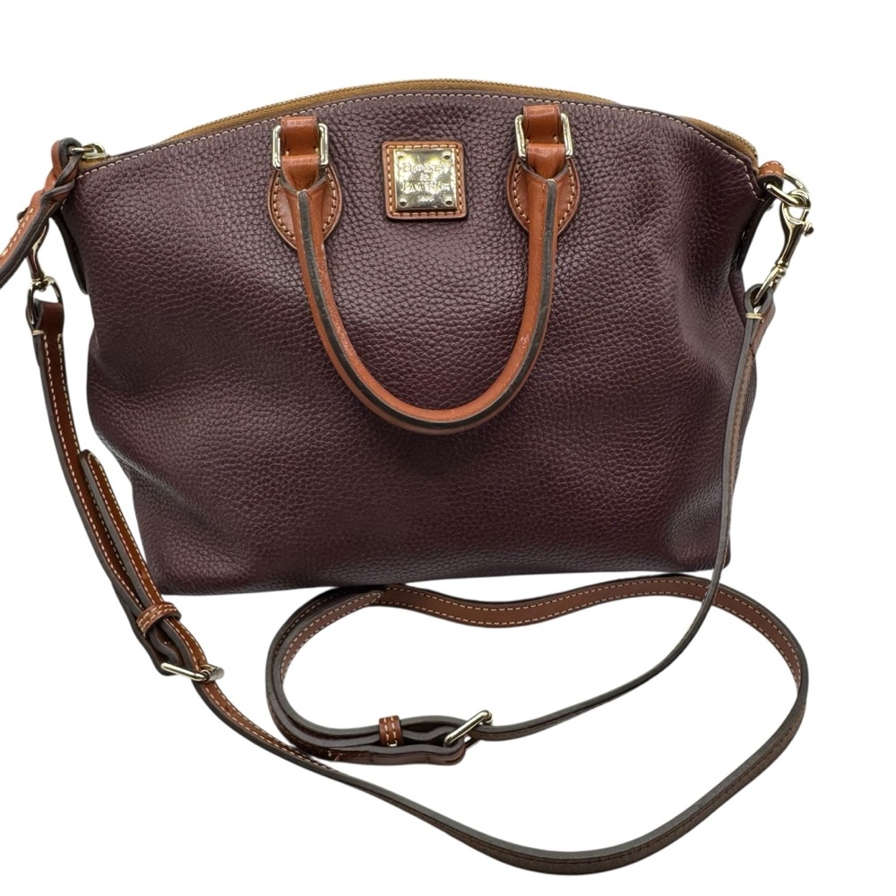 Dooney & Bourke Pebbled Leather Satchel Handbag Maroon